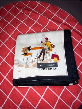 Burberry light pink handkerchief/neckscarf Black Border Cotton